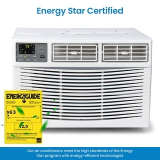 Eie High-quality White Air Conditioner 8000 BTU AC with Remote/App Control Window Unit - 17.5"D x 15.2"W x 13.1"H