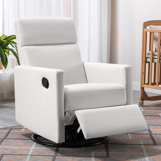 Modern Upholstered Rocker Nursery Chair, 360� Degree Swivel Plush Seating Glider Recliner Chair