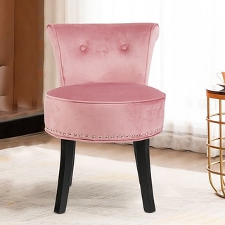 Velvet Tufted Vanity Stool Low Back Makeup Chair - 19" W x 27.5" H