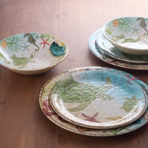 UPware 12-Piece Sealife Turtle Melamine Dinnerware Set