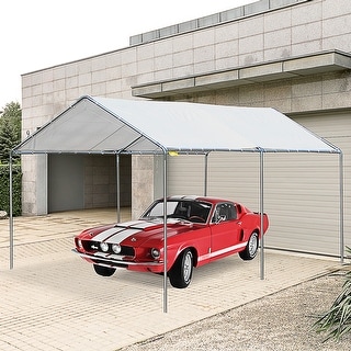 Outsunny 10' x 20' Heavy Duty Carport Awning Canopy with Included Anchor Kit & Weather-Resistant PE Roof