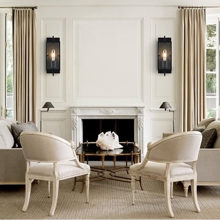 WINGBO Industrial Wall Sconce Set of 2, Farmhouse Style Black Wall Lighting Fixture - N/A