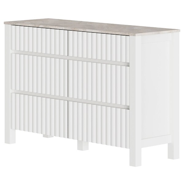 WAMPAT 6 Drawers Dresser Chest for Bedroom, Modern Wood Closet Storage Organizer Cabinet