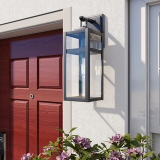 2 Pack Matte Black Outdoor Wall Light - 5.9"x7.76"x17.99"