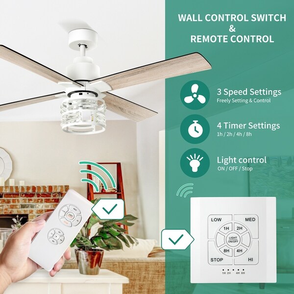 Moasis 52 "Ceiling Fan Light with 3 Bulbs Terrace Ceiling - 52"