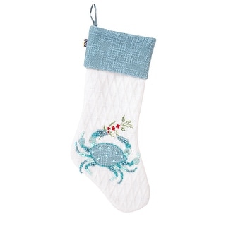 20" HGTV Home Collection Embroidered Blue Crab Stocking - 20 in