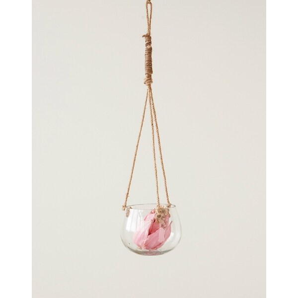 Hanging Glass Vase with Jute Rope