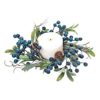 Small Blue Berry/Pinecone & Leaves Wreath