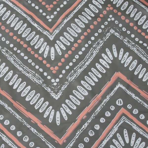 Bath Bliss Dotted Chevron Design PEVA Shower Curtain in Grey