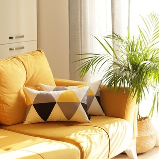 Yellow Scandi Printed Lumbar Pillow Cover 12''x20'' (2 pcs in set)