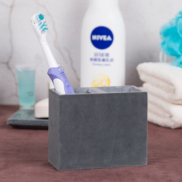 Creative Home Soapstone Rectangular Toothbrush Holder - Grey