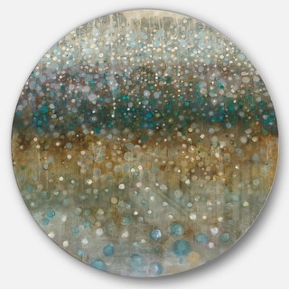 Designart 'Brown Rain' Geometric Metal Circle Wall Art