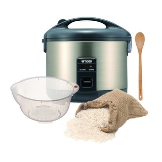 Tiger JNP-S10U 5.5 Cup Capacity White Rice Cooker Bundle w/Accessories