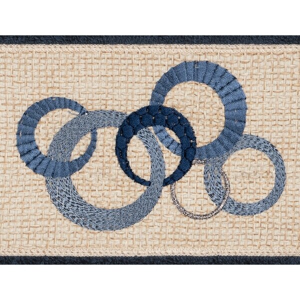 Authentic Hotel and Spa Turkish Cotton Circles Embroidered Midnight Blue 2-piece Towel Hand Set