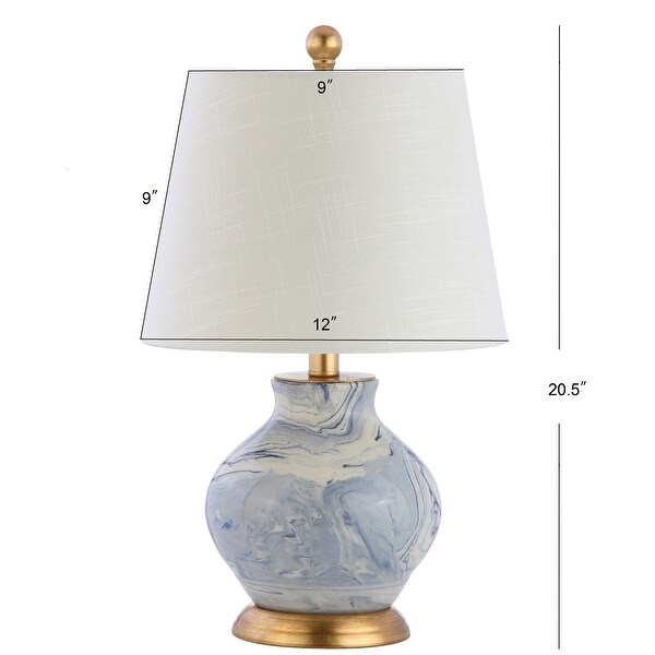 Holly 20.5" Marbleized Ceramic LED Table Lamp, Blue/White by JONATHAN Y