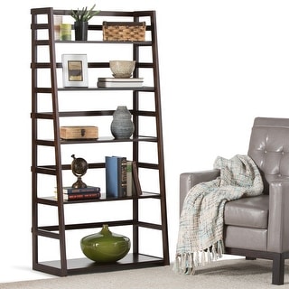 WYNDENHALL Normandy SOLID WOOD 63 inch x 30 inch Transitional Ladder Shelf Bookcase - 30"w x 15.9"d x 63"h