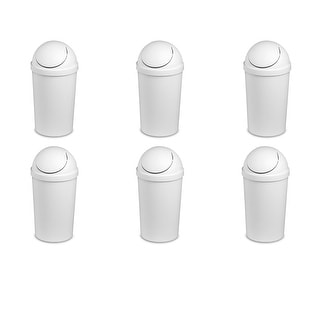 Sterilite 10838006 3 Gallon Round Swing Top Plastic Wastebasket, White (6 Pack)