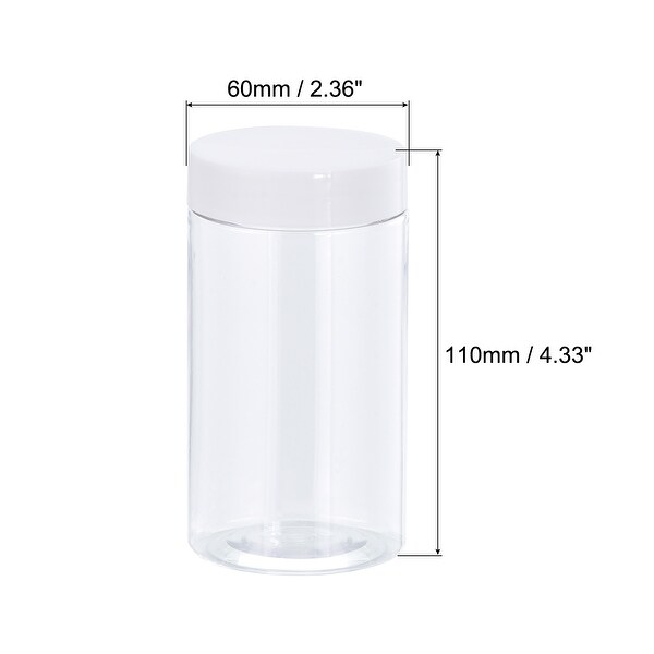 Round Plastic Jars with White Screw Top Lid, 10Pcs - Clear