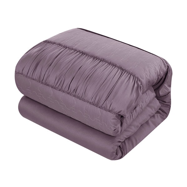 Chic Home Tinos Plum Ruched Ruffled 20-Piece Bed in a Bag Set