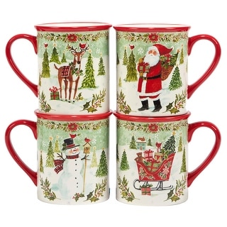 Certified International Joy of Christmas 16 oz. Mugs, Set of 4 Assorted Designs