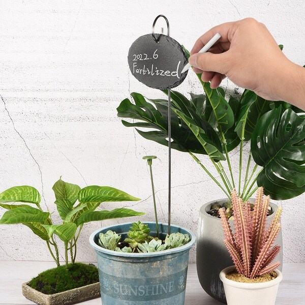 Plant Labels with Stainless Steel Hanging Rod Pen Slate Marker Tags