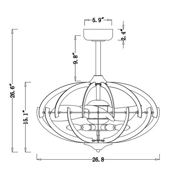 Shana 27 Inch Imitation Wood Grain Design Fandelier with Remote