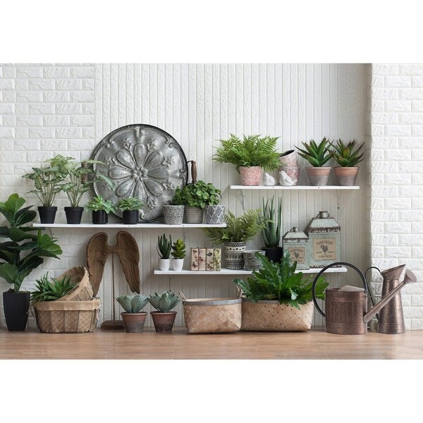 Set of 3 Red and White Floral Motifs Style Planters 5.5"