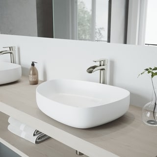 VIGO Peony White Matte Stone Vessel Bathroom Sink