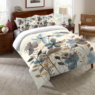 Laural Home Watercolor Greige Flowers Comforter