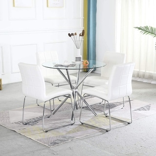 35.5 inch Tempered Glass Round Dining Table