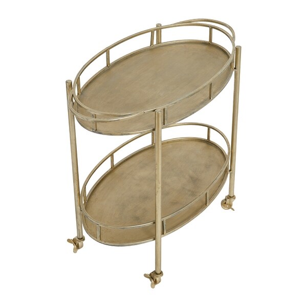 2-Tier Metal Bar Cart with Locking Caster Wheels
