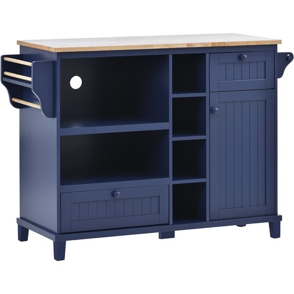 Kitchen Island Cart with Storage Cabinet and Two Locking Wheels