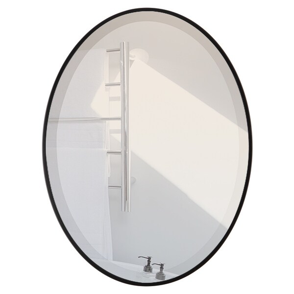 Livingston Framed Oval Mirror - Matte Black