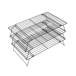 Cooling Rack Set Carbon Steel 3-Tier Stackable Rack for Baking Cooking Grilling - Black