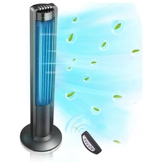Black Oscillating Timer Modern Tower Fan with Remote Control