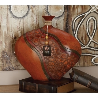 Brown Polystone Eclectic Vase 14 x 15 x 3