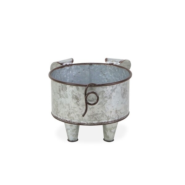 Gray Galvanized Metal Piglet Planter