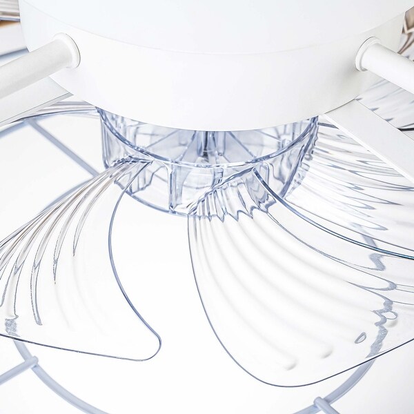 20-inch Farmhouse Woven Rattan Peel Fabric 7-blade Ceiling Fan with Lights with Remote - 19.6"W x 8.6"H