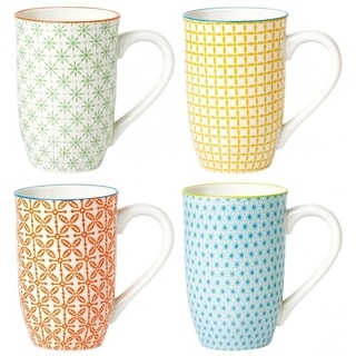 Japanese-style Tall 18-ounce Assorted Coffee Mugs (Set of 4)