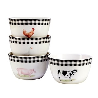 Certified International On The Farm 26 oz. Ice Cream/Dessert Bowls, Set of 4 - 6" Dia x 3"