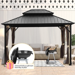 10x12ft Outdoor Steel Gazebo Patio Metal Gazebo Hardtop Gazebo