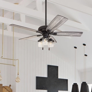 The Gray Barn Chevening 52-inch Coastal Indoor LED Ceiling Fan with Remote Control 5 Reversible Blades - 52