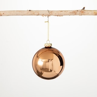 Classic Copper Ball Ornament Copper 4"H Glass - 4"L x 4"W x 4"H