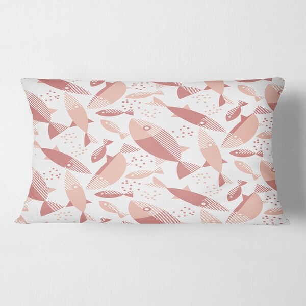 Designart 'Pink Fishes Pattern' Mid-Century Modern Throw Pillow