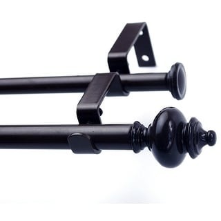 Modern Round Urn Adjustable Drapery Double Curtain Rod