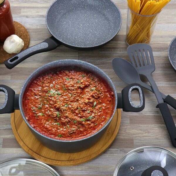 Aluminum Non-Stick Cookware 10 Piece Set in Charcoal