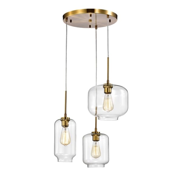 Ole Satin Gold 3-light Metal Glass Chandelier