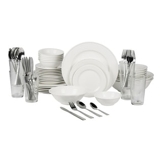62-Piece Stoneware Dinnerware Set, Service for 6