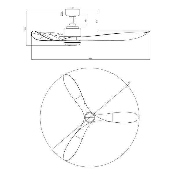 66 inch Matte Black 3-Blade Propeller LED Ceiling Fan with Remote