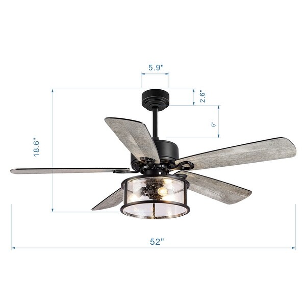 52-in Black Farmhouse Indoor Ceiling Fan with Light (5-Blade)